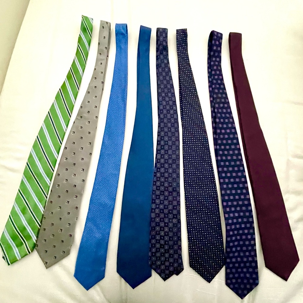 Stylish Men's Tie Set - Green, Gray, Blue, and Purple